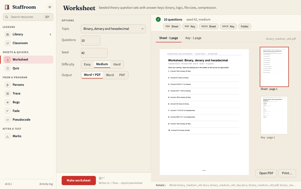 Worksheet panel